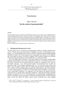 On the notion of grammaticality1