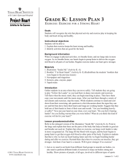 Grade K: Lesson PLan 3 - Texas Heart Institute