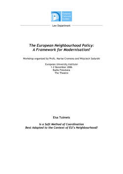The European Neighbourhood Policy: A Framework for