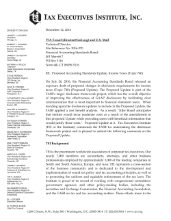 RE: Proposed Accounting Standards Update, Income Taxes (Topic