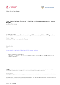 University of Groningen Preserving the heritage of humanity?