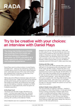 Try to be creative with your choices: an interview with Daniel