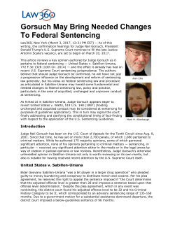 Gorsuch May Bring Needed Changes To Federal Sentencing