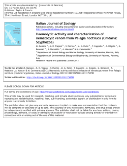 Haemolytic activity and characterization of nematocyst