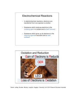 GER LEO Gain of Electrons is Reduction Loss of Electrons is Oxidation