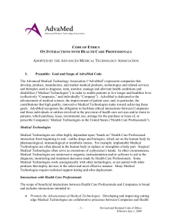 AdvaMed Code of Ethics