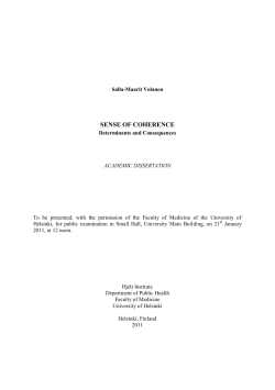 Sense of Coherence. Determinants and Consequences.