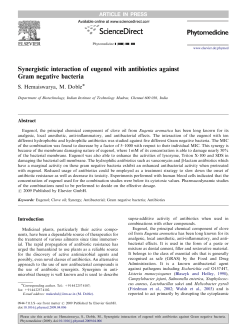 Synergistic interaction of eugenol with antibiotics against Gram