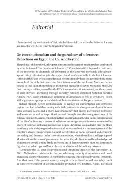 On constitutionalism and the paradoxes of tolerance: Reflections on
