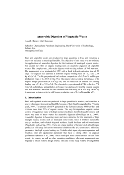 Anaerobic Digestion of Vegetable Waste
