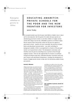 EDUCATING AMARETCH: PRIVATE SCHOOLS FOR THE POOR