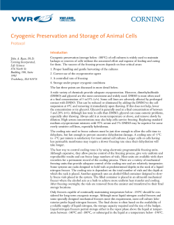 Cryogenic Preservation and Storage of Animal Cells
