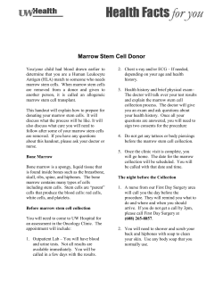 Marrow Stem Cell Donor Information