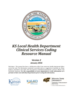 Kansas LHD Clinical Services Coding Resource Manual