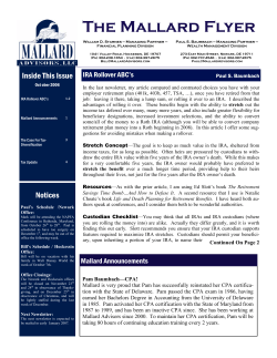 3rd Quarter 2006 - Mallard Financial Partners