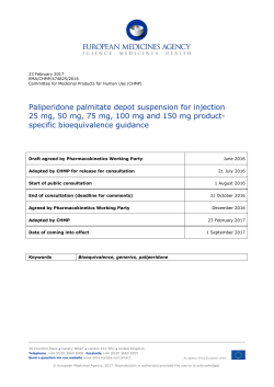 Paliperidone palmitate depot suspension for injection 25 mg, 50 mg