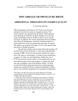 Miscarriage or premature birth: additional thoughts on Exodus 21:22