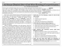 A House Divided: Pre-Civil War Reading Comprehension