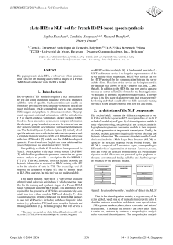 eLite-HTS: A NLP Tool for French HMM