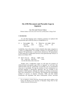 On ATB-Movement and Parasitic Gaps in Japanese