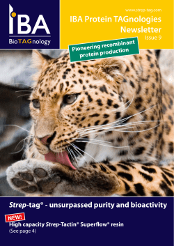 IBA Protein TAGnologies Newsletter