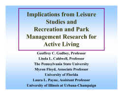 Implications from Leisure p Studies and Recreation and Park
