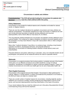 Circumcision in adults and children Commissioning decision Policy