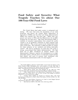 Food Safety and Security: What Tragedy Teaches Us about Our 100