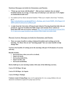 Nutrition Messages (in bold) for Elementary and Parents: Physical