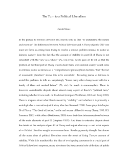 The Turn to a Political Liberalism