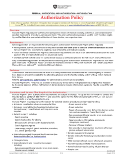 Authorization Policy - Harvard Pilgrim Health Care