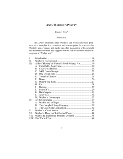 ANDY WARHOL S PANTRY - The University of Akron