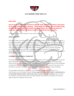 LCA HONOR CODE 2012-13