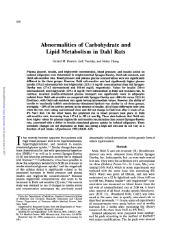 Abnormalities of Carbohydrate and Lipid Metabolism