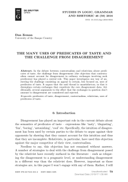 THE MANY USES OF PREDICATES OF TASTE AND THE