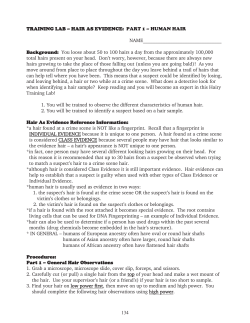 134 TRAINING LAB &ndash; HAIR AS EVIDENCE: PART 1 &ndash; HUMAN HAIR