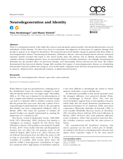 Neurodegeneration and Identity. Psychol Sci, 26(9)