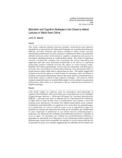 Motivation and Cognitive Strategies in the Choice to