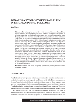 towards a typology of parallelism in estonian poetic folklore