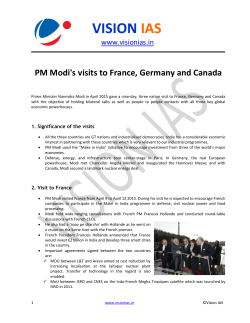 PM Modis visits to France, Germany and Canada