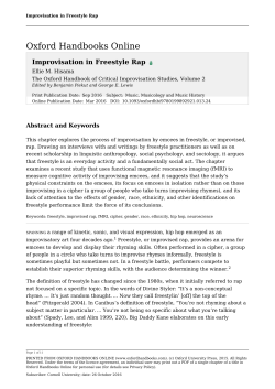 Improvisation in Freestyle Rap - Oxford Handbooks