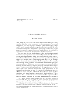 QUALIA AND THE SENSES