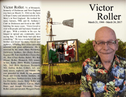 Roller Victor memorial card