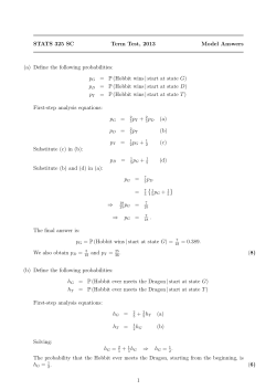 STATS 325 SC Term Test, 2013 Model Answers (a) Define the