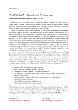 Poem Unlimited: New Perspectives on Poetry and Genre