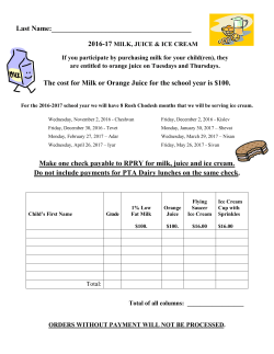 Last Name: The cost for Milk or Orange Juice for the school year is
