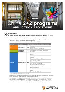 China 2+2 programs - University of Waterloo