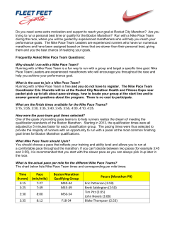 Time (h:mm) Pace (min/mile) Boston Marathon Qualifying Group