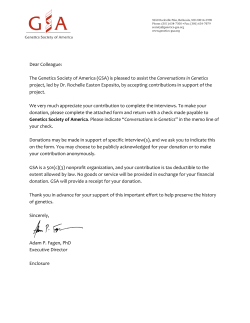 The Genetics Society of America (GSA) is pleased to assist the