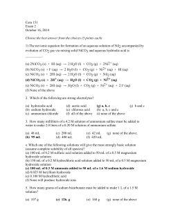 Cem 151 Exam 2 - MSU Chemistry